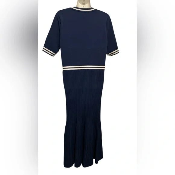 Eva Mendes for New York & Company Navy and White Midi Dress - Picture 8 of 13